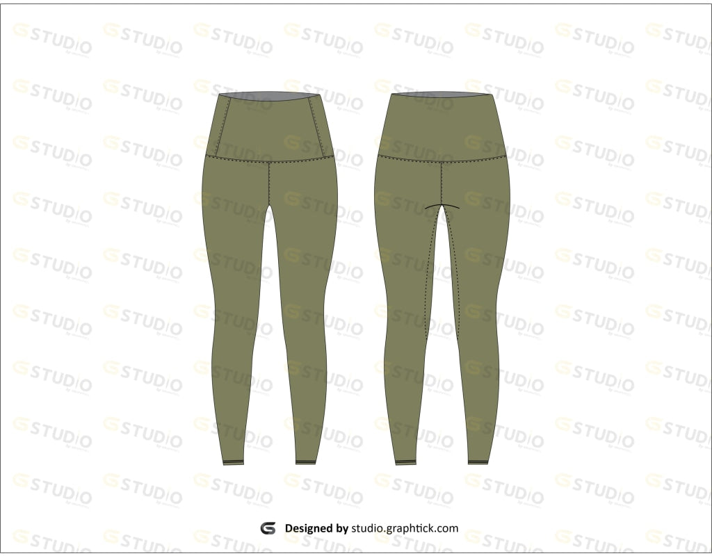 Womens High Waist Legging Flat Sketch Leggings