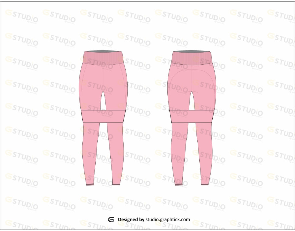Womens High Waist Legging Flat Sketch Leggings