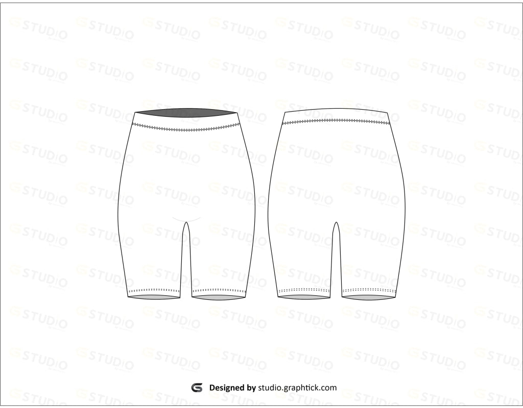 Womens High Waisted Biker Shorts Flat Sketch