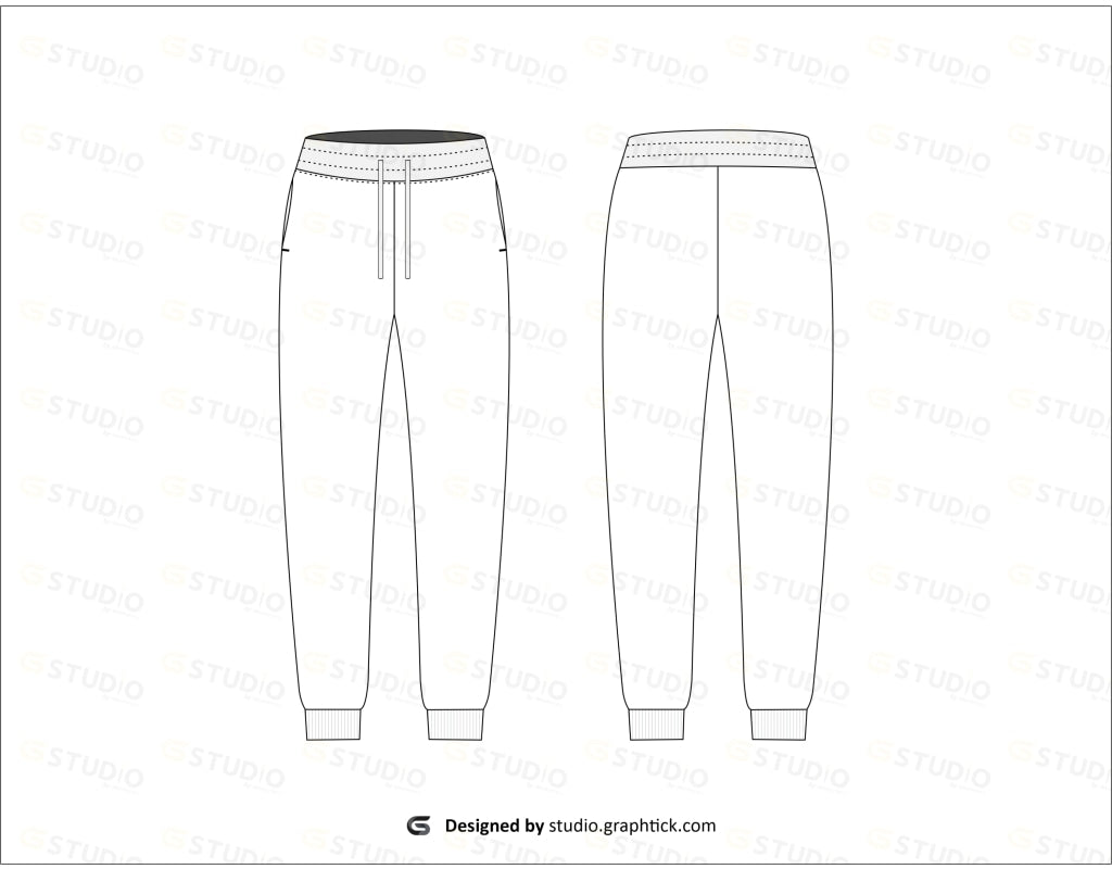 Womens High Waisted Jogger Pants Flat Sketch