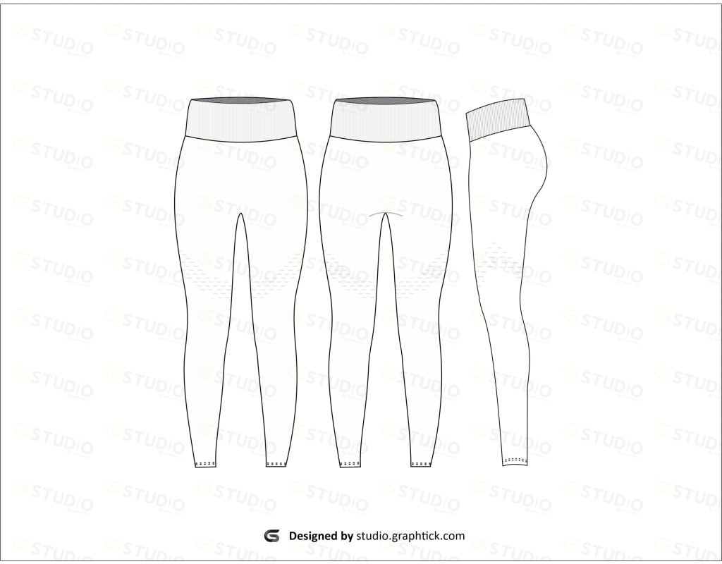 Womens Highwaisted Leggings Flat Sketch Activewear