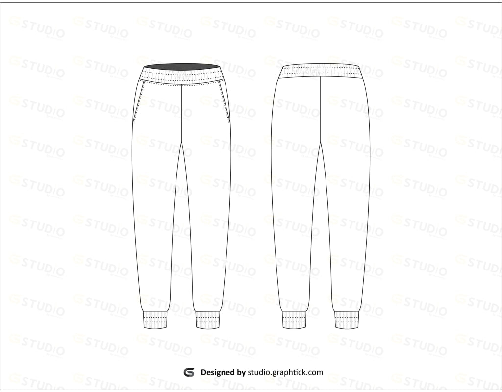 Womens Jogger Pants Flat Sketch