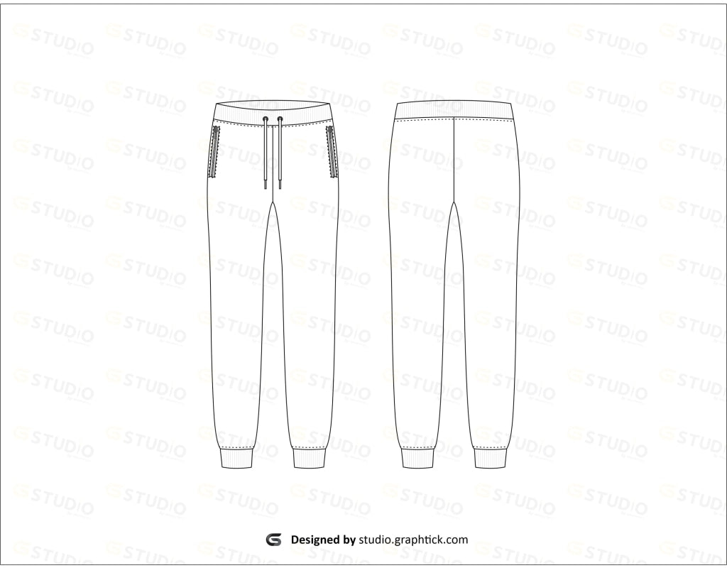 Womens Jogger Pants Flat Sketch