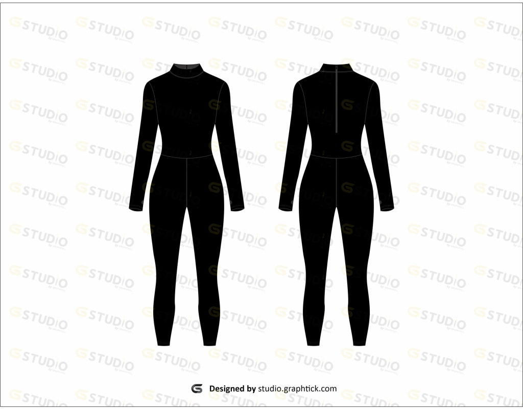 Womens Long Sleeve Bodysuit Flat Sketch