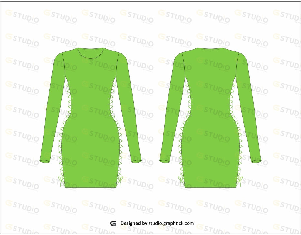 Womens Mesh Dress Flat Sketch Dress