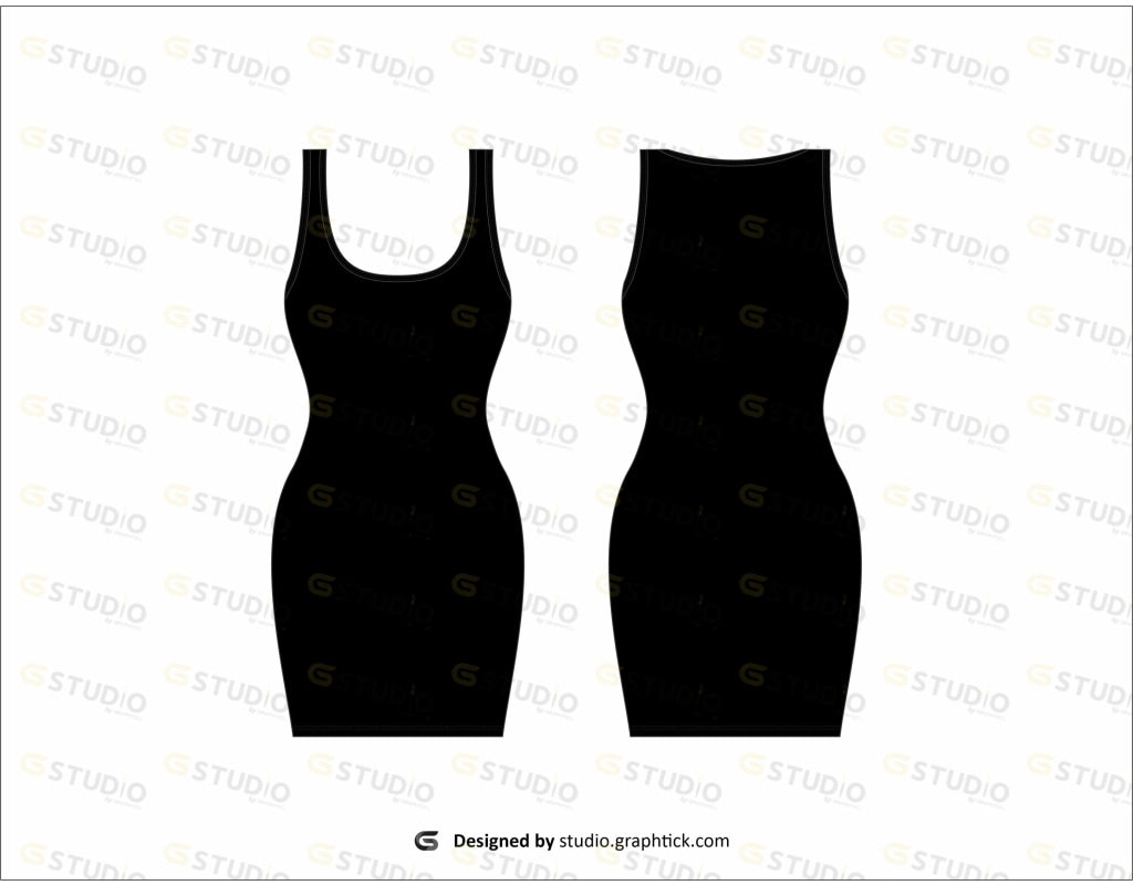 Womens Midi Dress Flat Sketch Dress