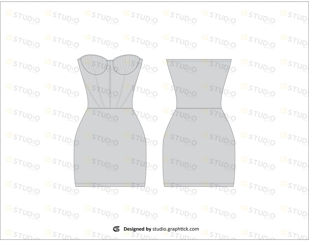 Womens Mini Dress Flat Sketch Dress