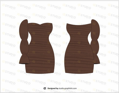 Womens Mini Dress One Shoulder Puff Sleeve Flat Sketch Dress