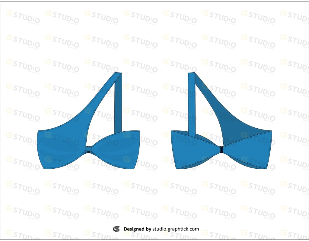 Womens One Shoulder Bra Flat Sketch Bras