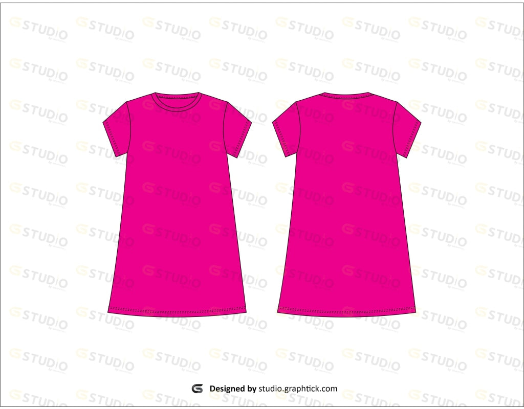Womens Oversize Tee Shirt Flat Sketch