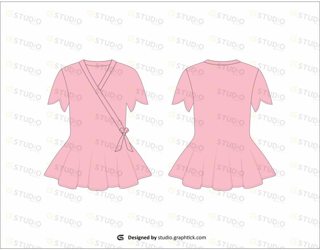 Womens Peplum Top Flat Sketch Tops