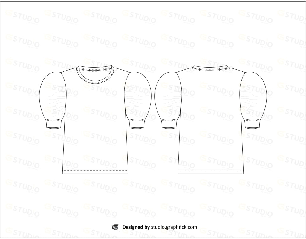 Womens Puff Sleeves Crew Neck Tee Shirt Sleeve