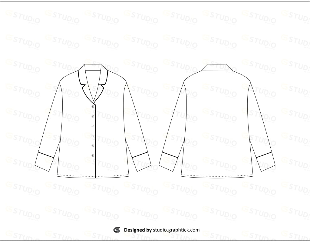 Womens Pyjama Shirt Flat Sketch