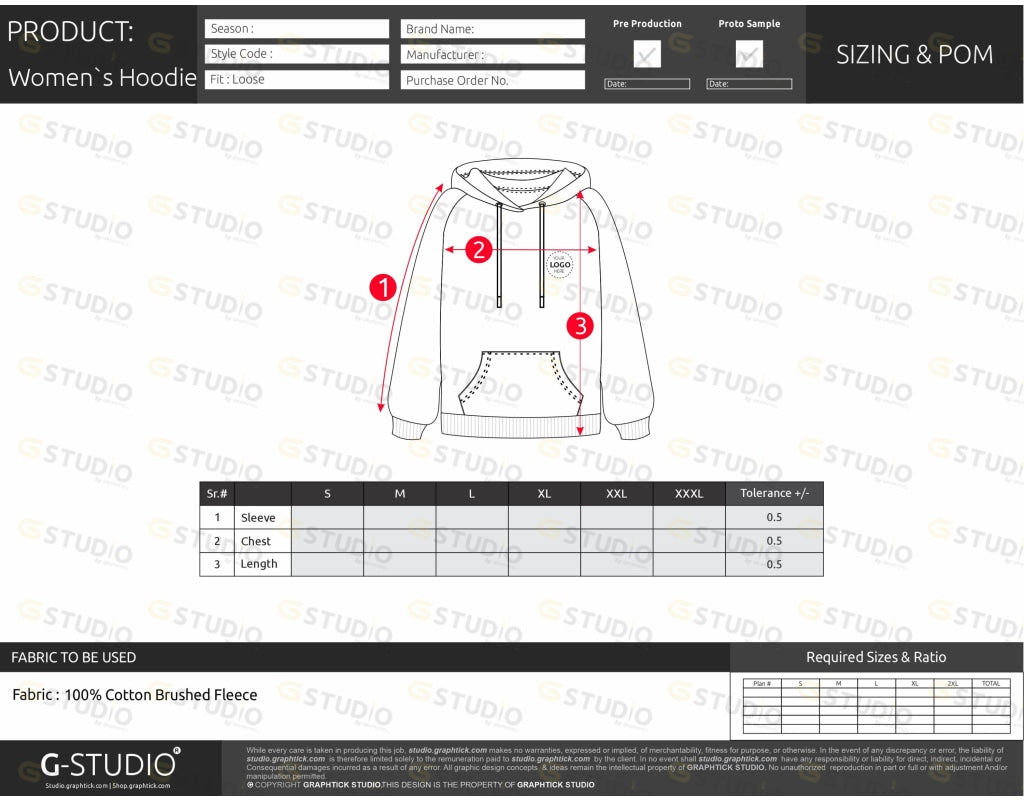 Womens Raglan Sleeve Hoodie Tech Pack Template