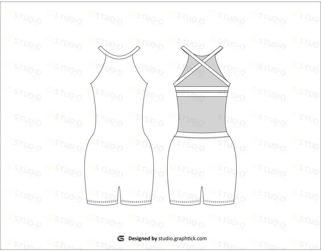Womens Romper Flat Sketch Jumpsuits & Rompers