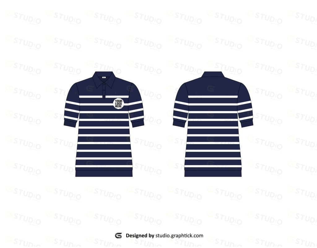 Womens Short Sleeve Polo Shirt Flat Sketch