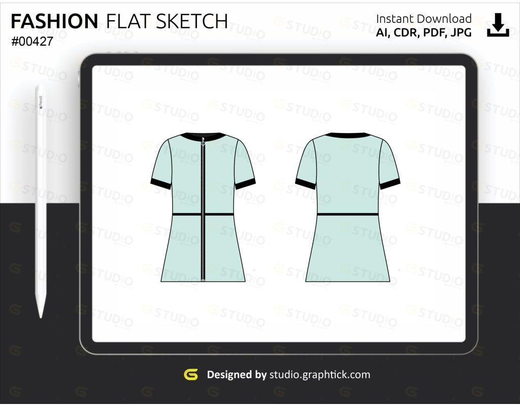 Womens Short Sleeve Top Flat Sketch Tops