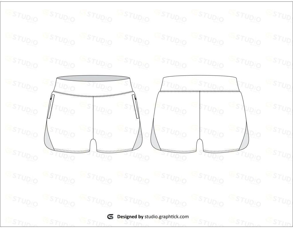 Womens Shorts With Side Slits Flat Sketch
