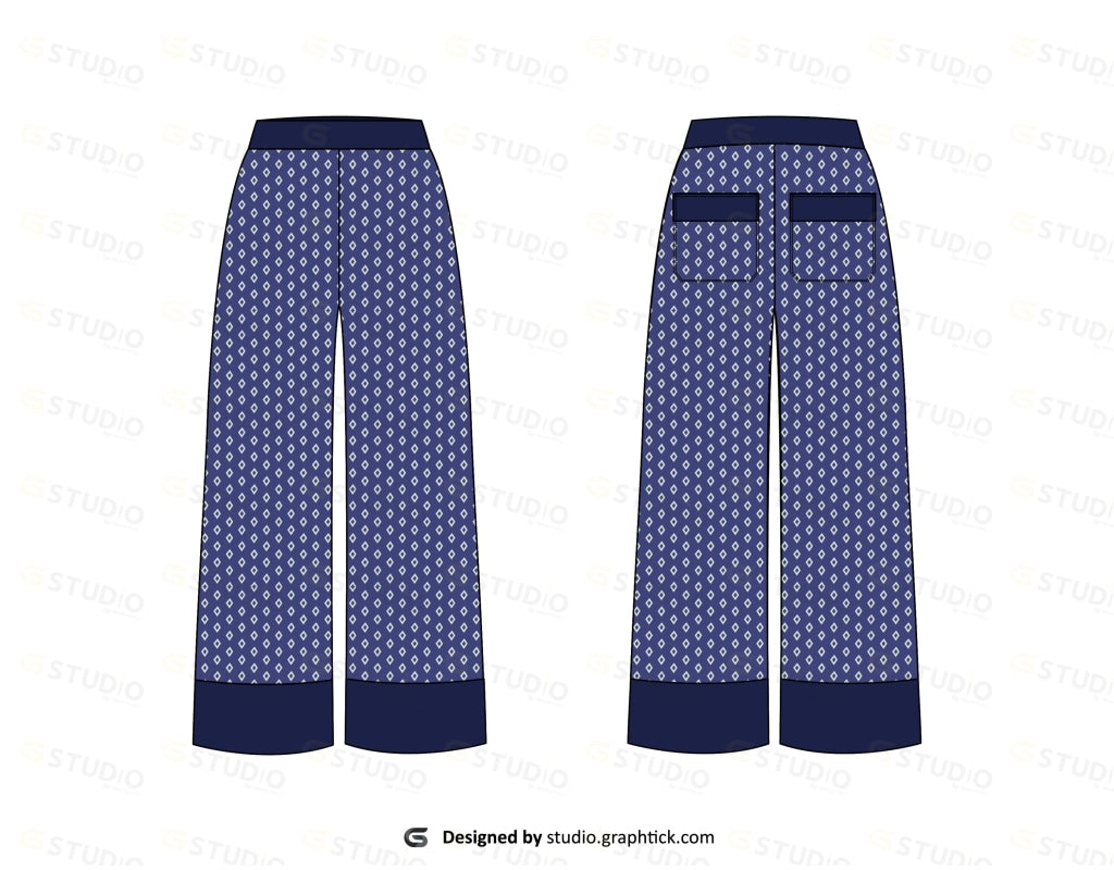 Womens Silk Wide-Leg Trouser Flat Sketch Trouser