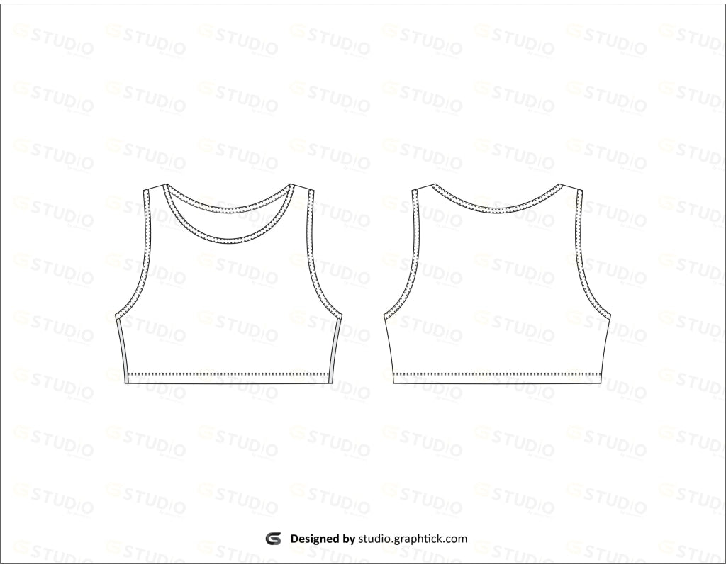 Womens Sleeveless Crop Top Flat Sketch