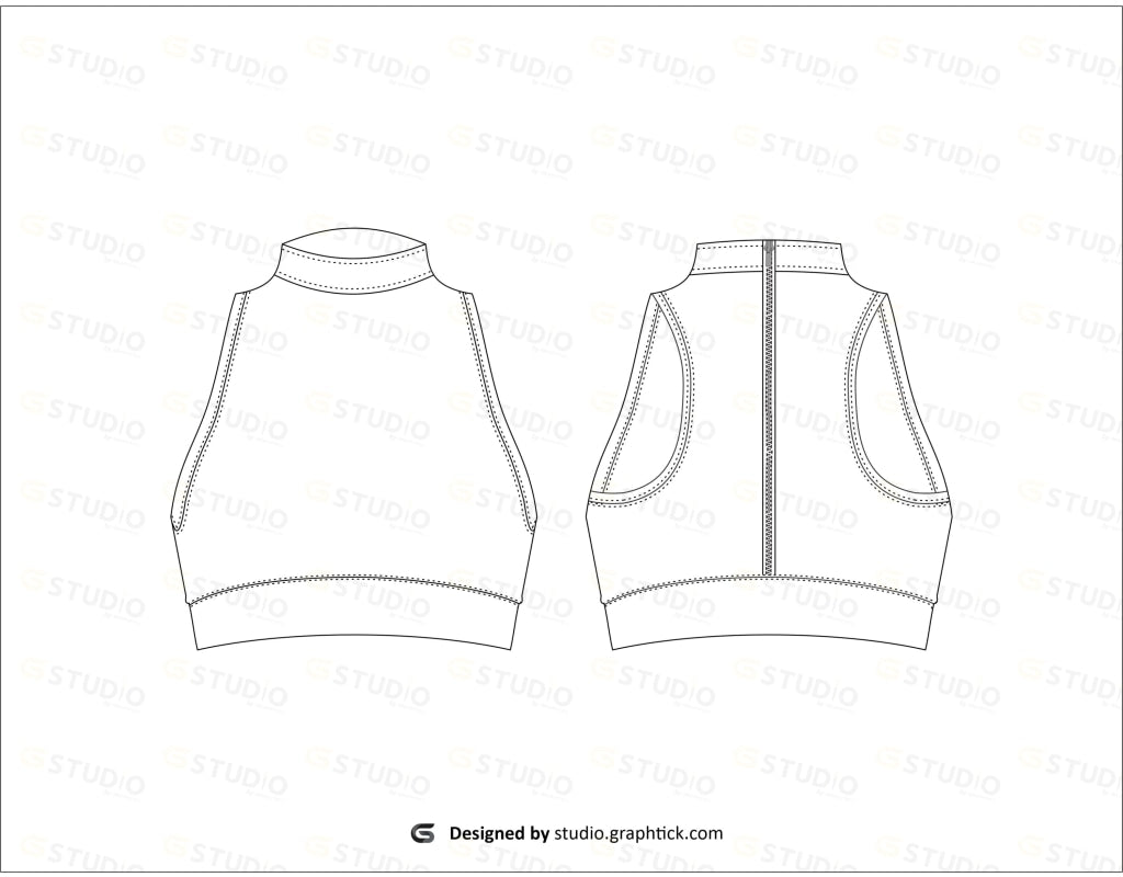 Womens Sleeveless Crop Top Flat Sketch