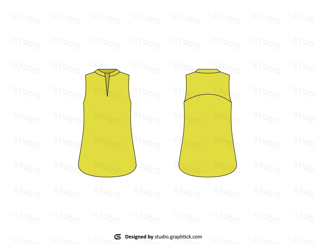 Womens Sleeveless V-Neck Top Flat Sketch Tops