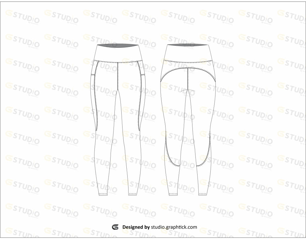 Womens Sports Leggings Flat Sketch