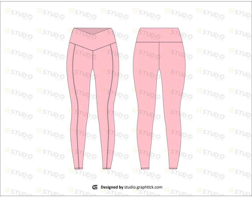 Womens Sports Leggings Flat Sketch