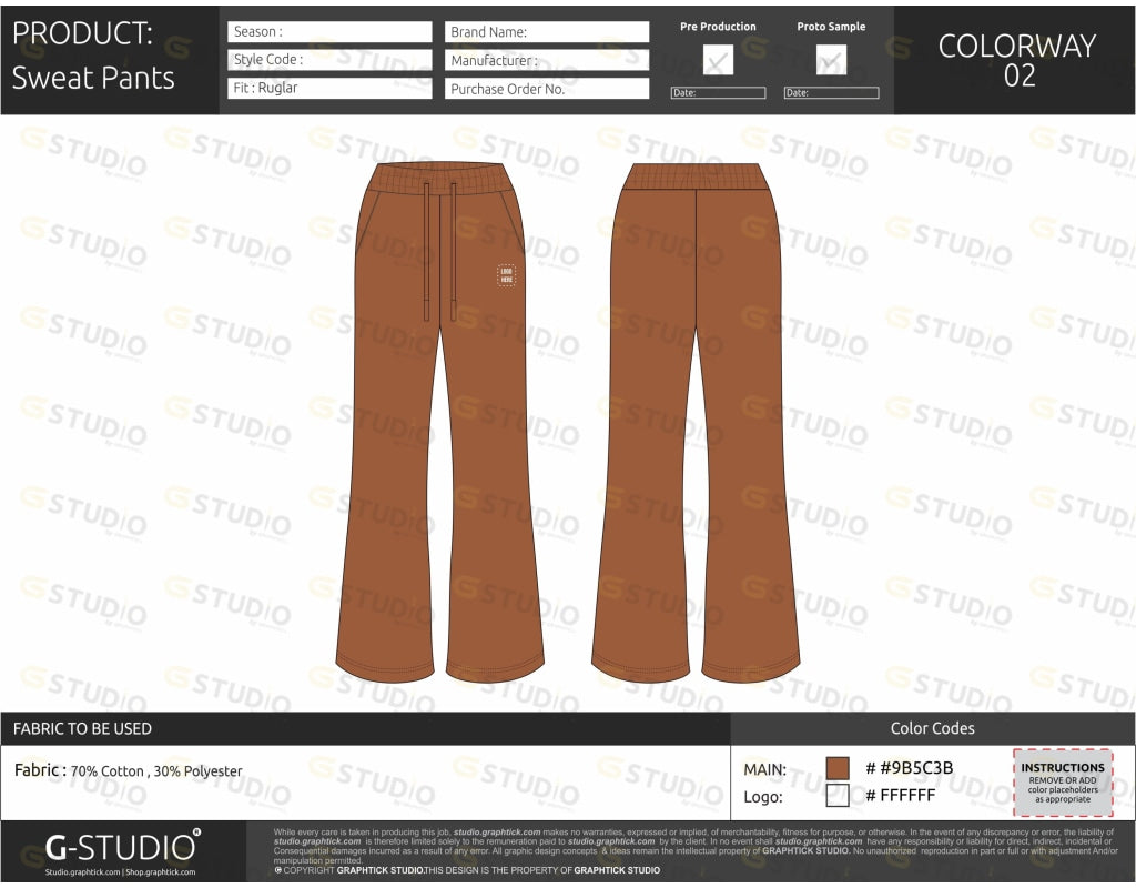 Womens Sweatpants Tech Pack Template