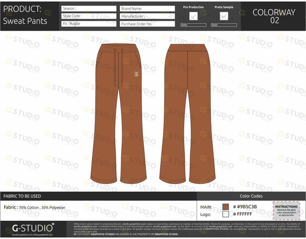 Ladies Woven Tear Away Pants, TechPackTemplate