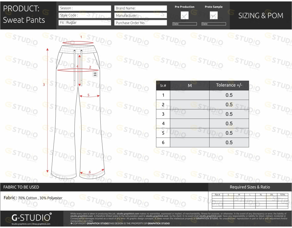 Womens Sweatpants Tech Pack Template