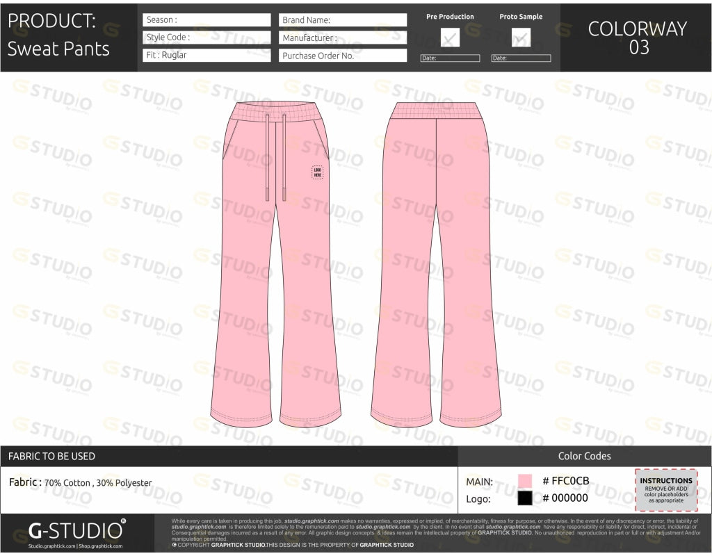 Womens Sweatpants Tech Pack Template