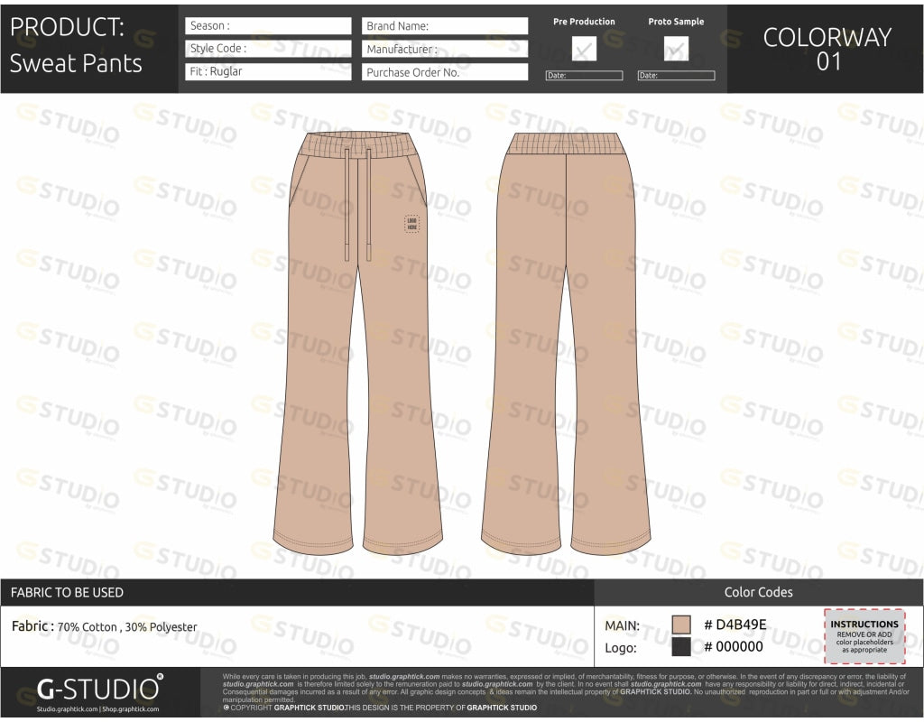 Womens Sweatpants Tech Pack Template