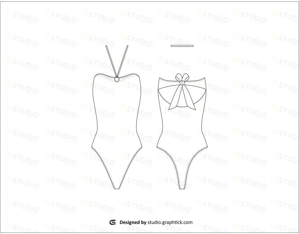 Womens Swimsuit Flat Sketch Swimwear