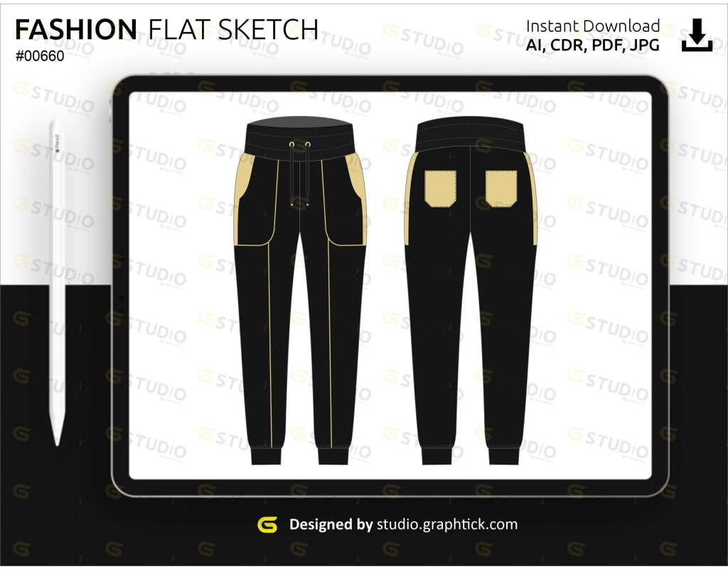 Womens Track Pant Flat Sketch