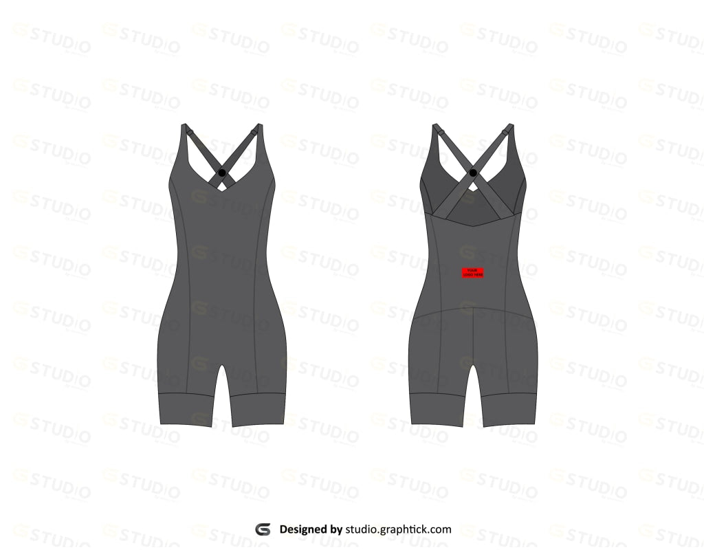 Womens V Neck Romper Flat Sketch