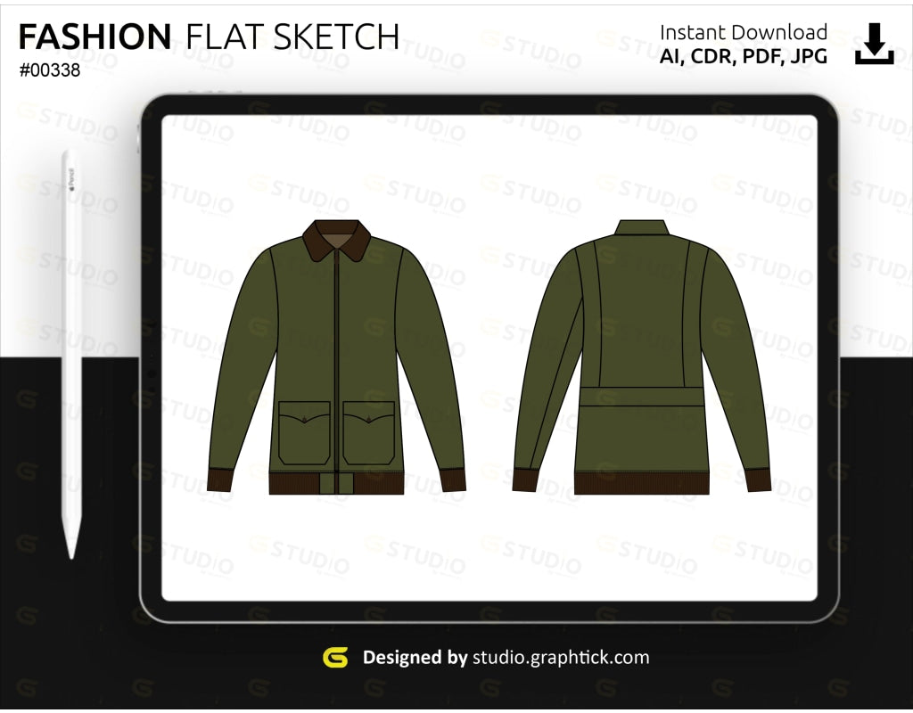 Zipper Top Flat Sketch Coats & Jackets