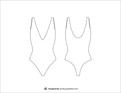 DEEP V NECK BODYSUIT FLAT SKETCH