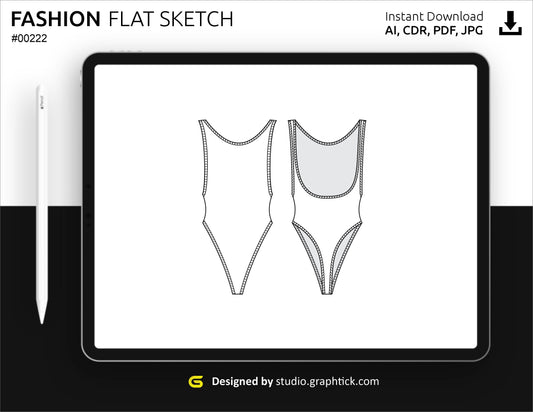 WOMENS BODYSUIT FLAT SKETCH