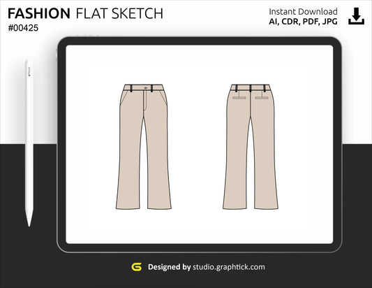 WOMENS WIDE LEG PANTS FLAT SKETCH