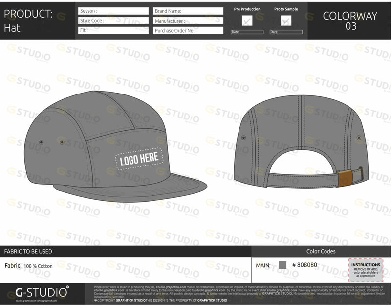 5 PANELS HAT TECH PACK TEMPLATE - shop.graphtick.com