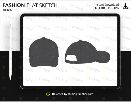 6 Panel Hat Flat Sketch