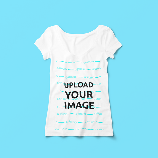 WOMENS SHORT SLEEVE TEE SHIRT FLAT LAY MOCKUP