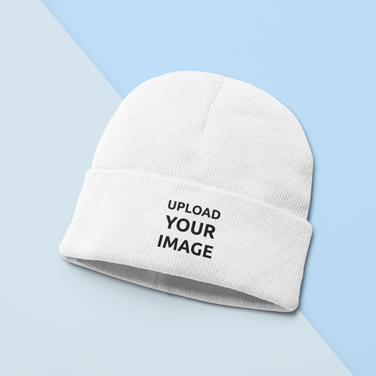 KNITTED BEANIE FLAT LAY MOCKUP