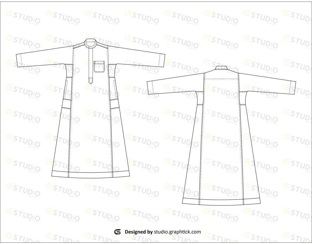 Arab Robe Pattern ARABIAN ROBE FLAT SKETCH – shop.graphtick.com