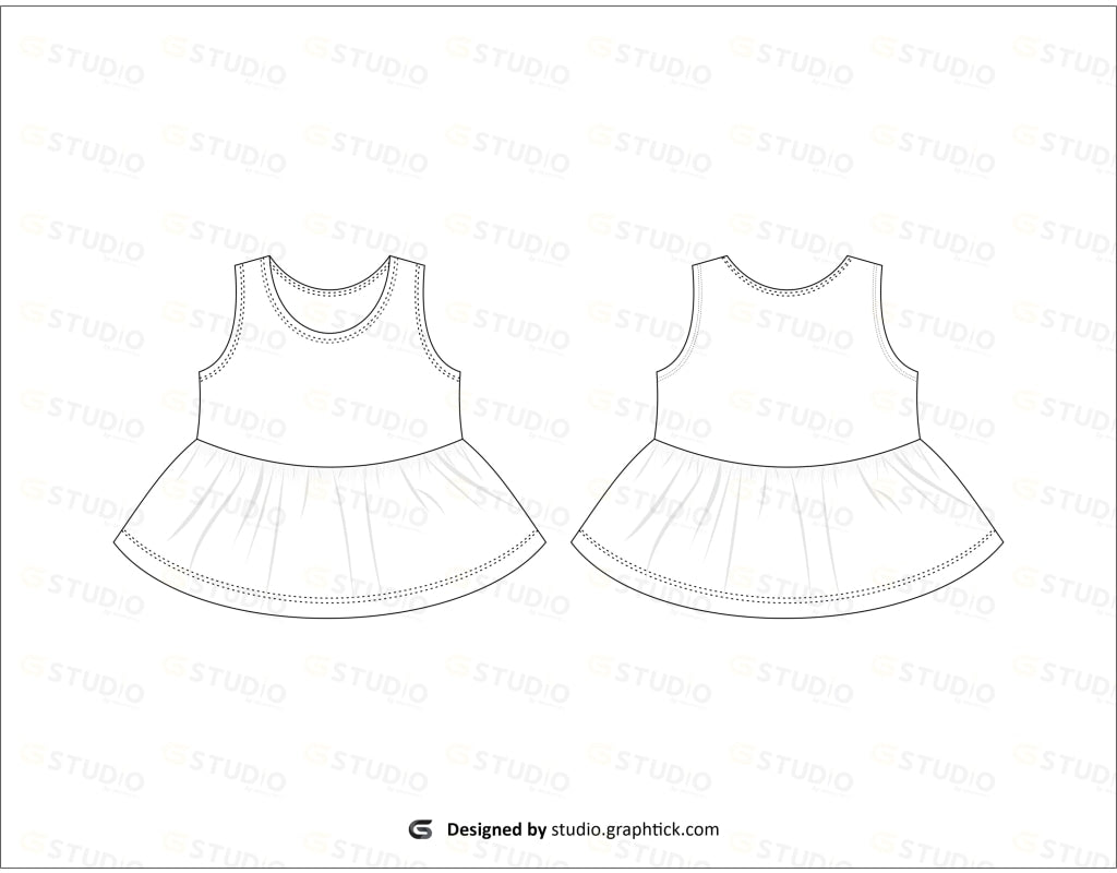 Vector Summer Dress Fashion Cad Woman Sleeveless Dress With Wrap Back  Detail Technical Drawing Template Flat Sketch Jersey Or Woven Fabric Mini  Dress With Front Back View White Color Stock Illustration -