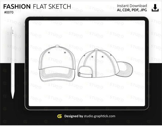 Baseball Cap Flat Sketch Hats