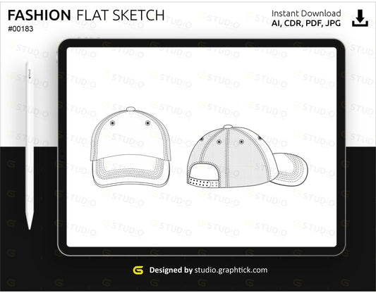 Baseball Cap Flat Sketch Baseball Uniforms