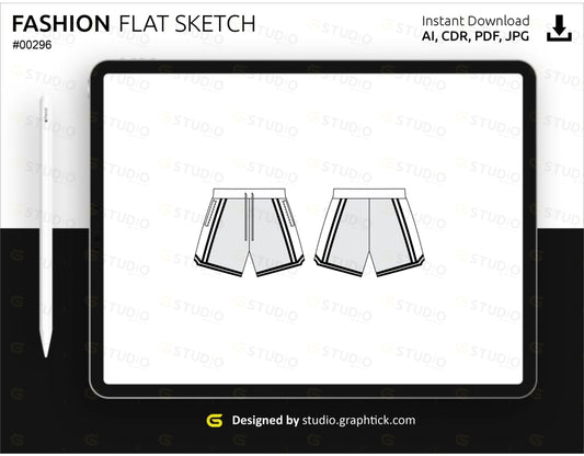 Basketball Shorts Flat Sketch Shorts