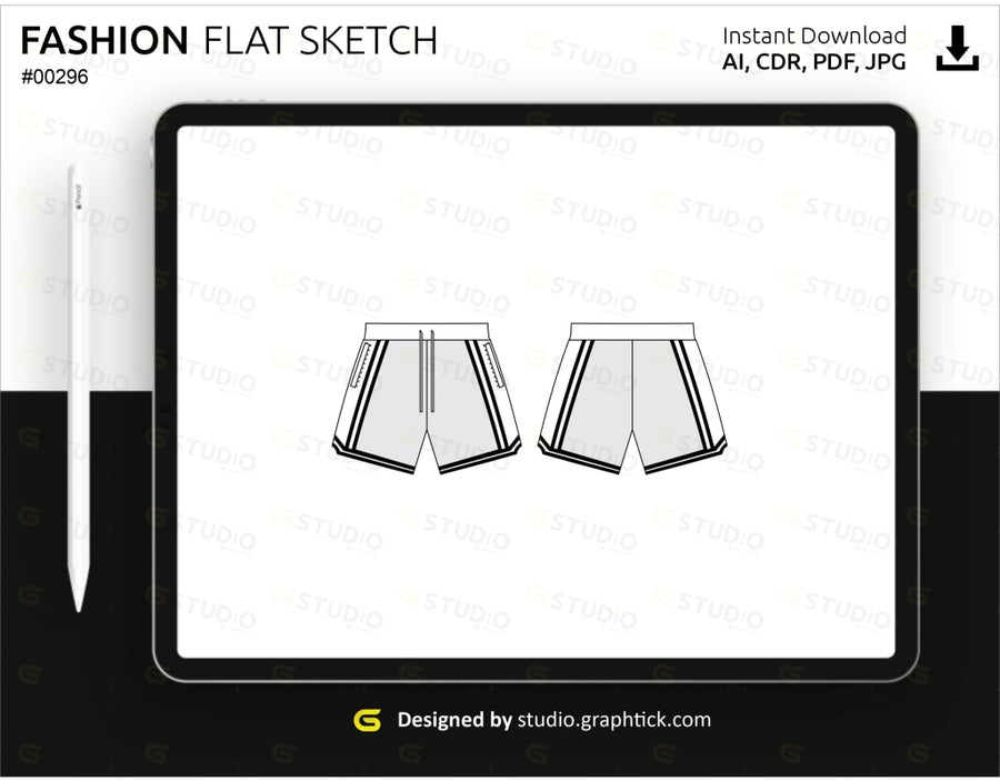 Premium Vector | Sweat shorts pant technical drawing fashion flat sketch  vector illustration template front and back